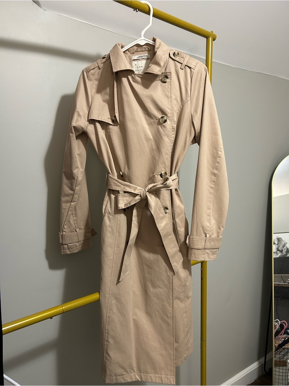 a new day Beige Double-Breasted Trench Coat with Belt
